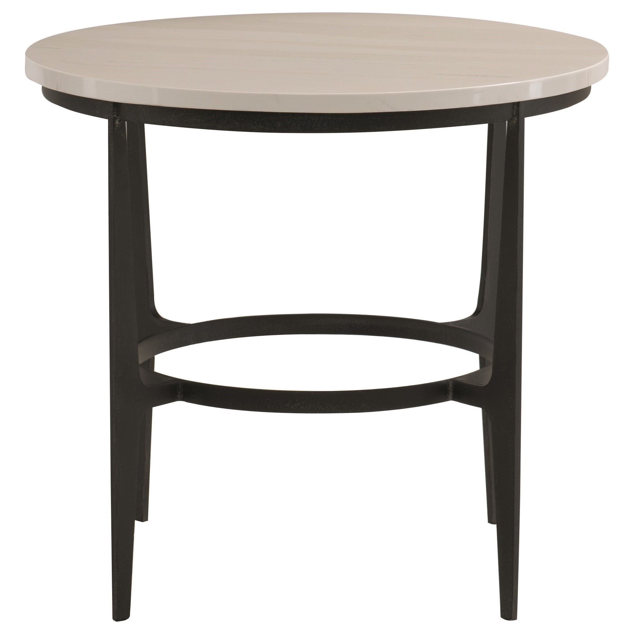 Bernhardt Avondale Contemporary Round Metal End Table with Ceramic